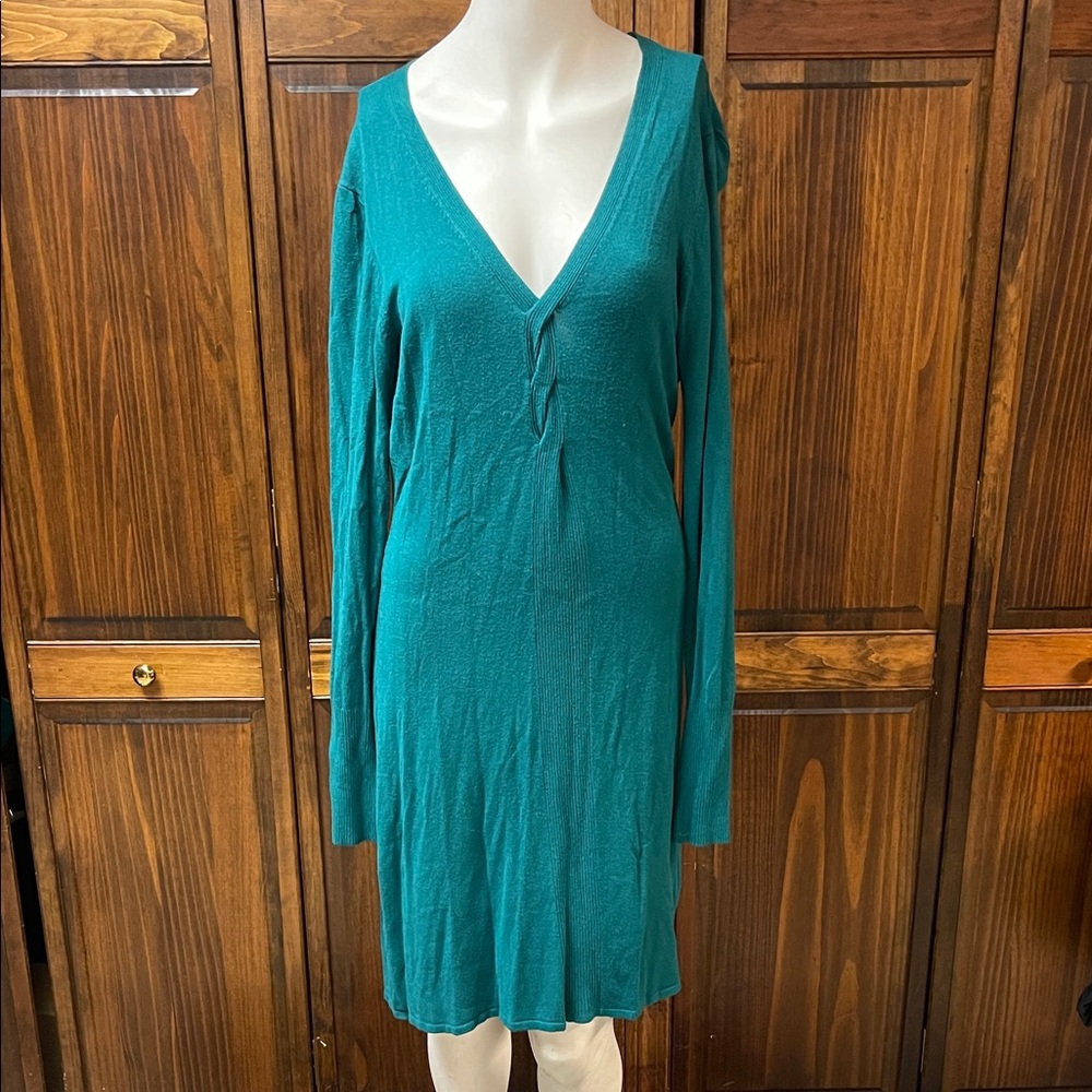 Teal V-Neck BCBG Sweater Dress